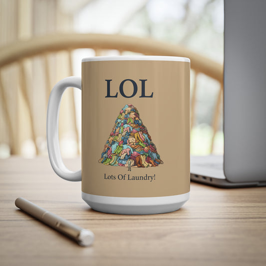 LOL Lots of Laundry Tasse – Lustiger Wäsche-Witz – Geschenk für Mama & Papa