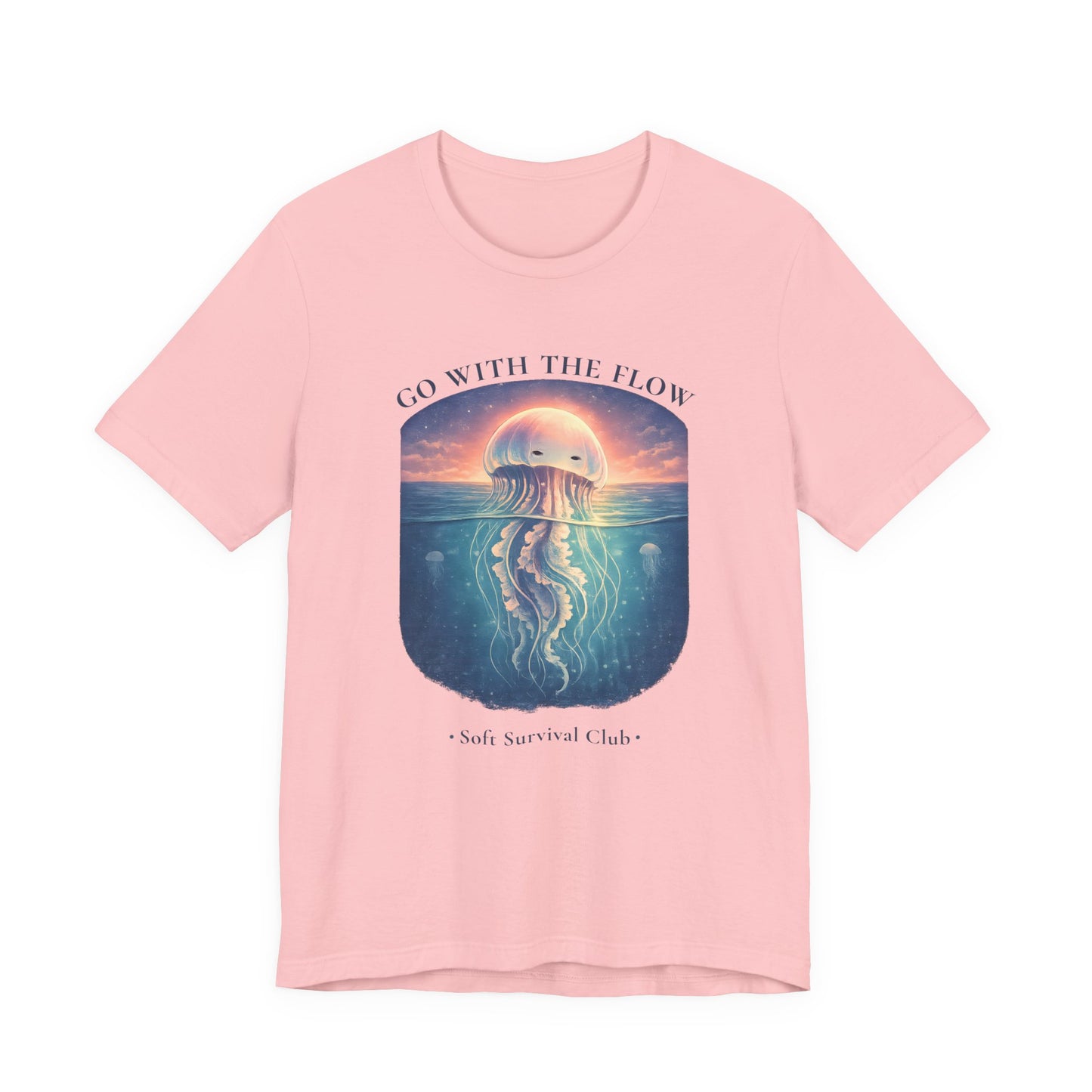 minimal jellyfish ocean aesthetic shirt with calm vintage design in pink