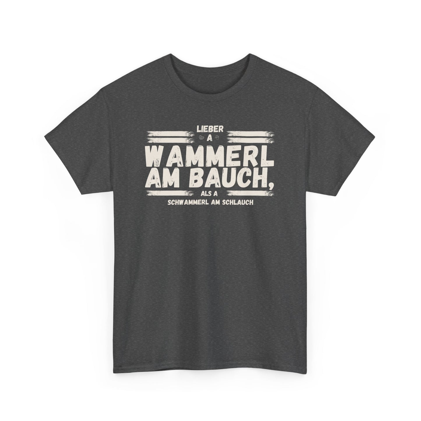 dunkel Graues Herren T-Shirt mit lustigem bayerischen Wammerl Schwammerl Spruch im Vintage Lexikon Design