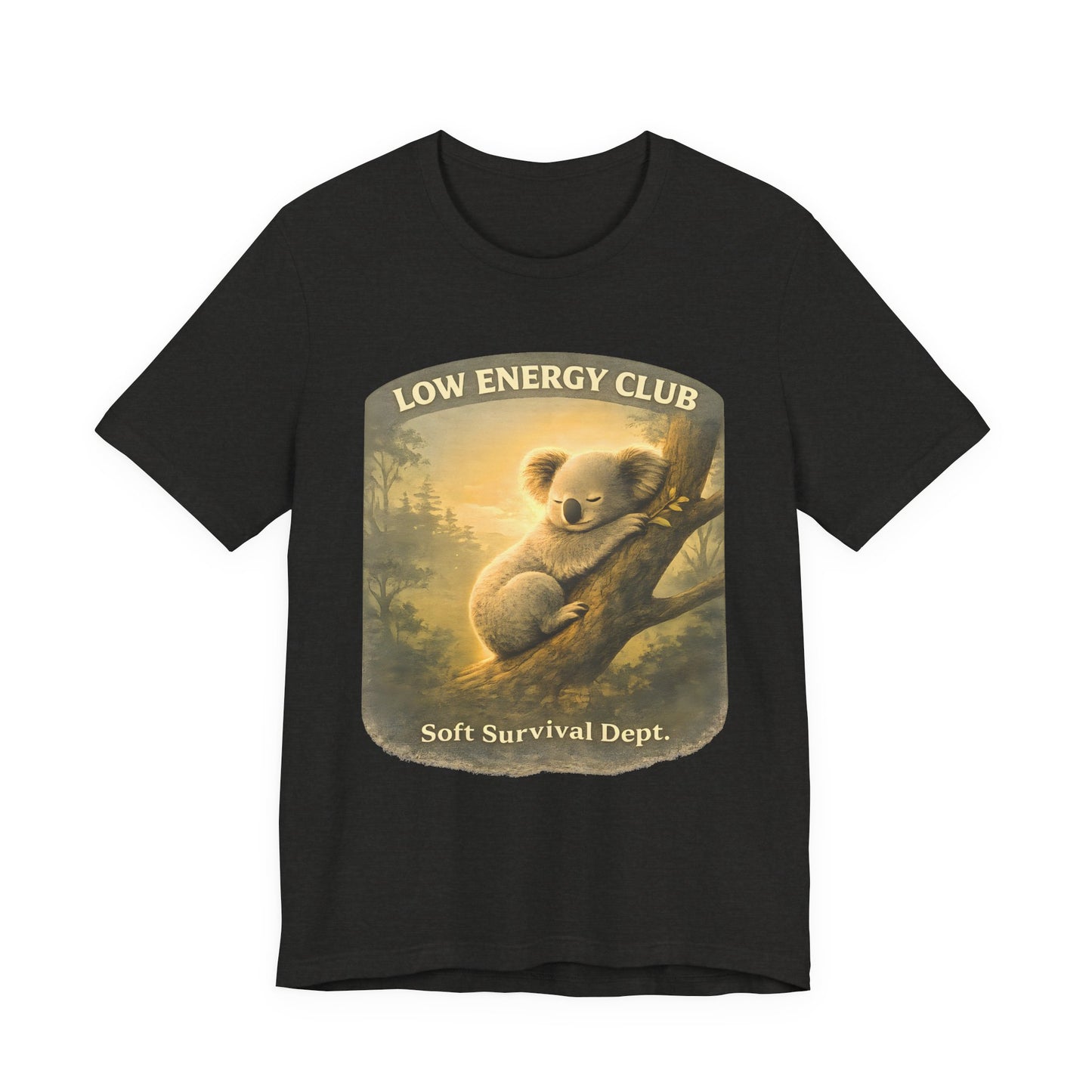 low energy club koala heather black shirt calm aesthetic vintage design
