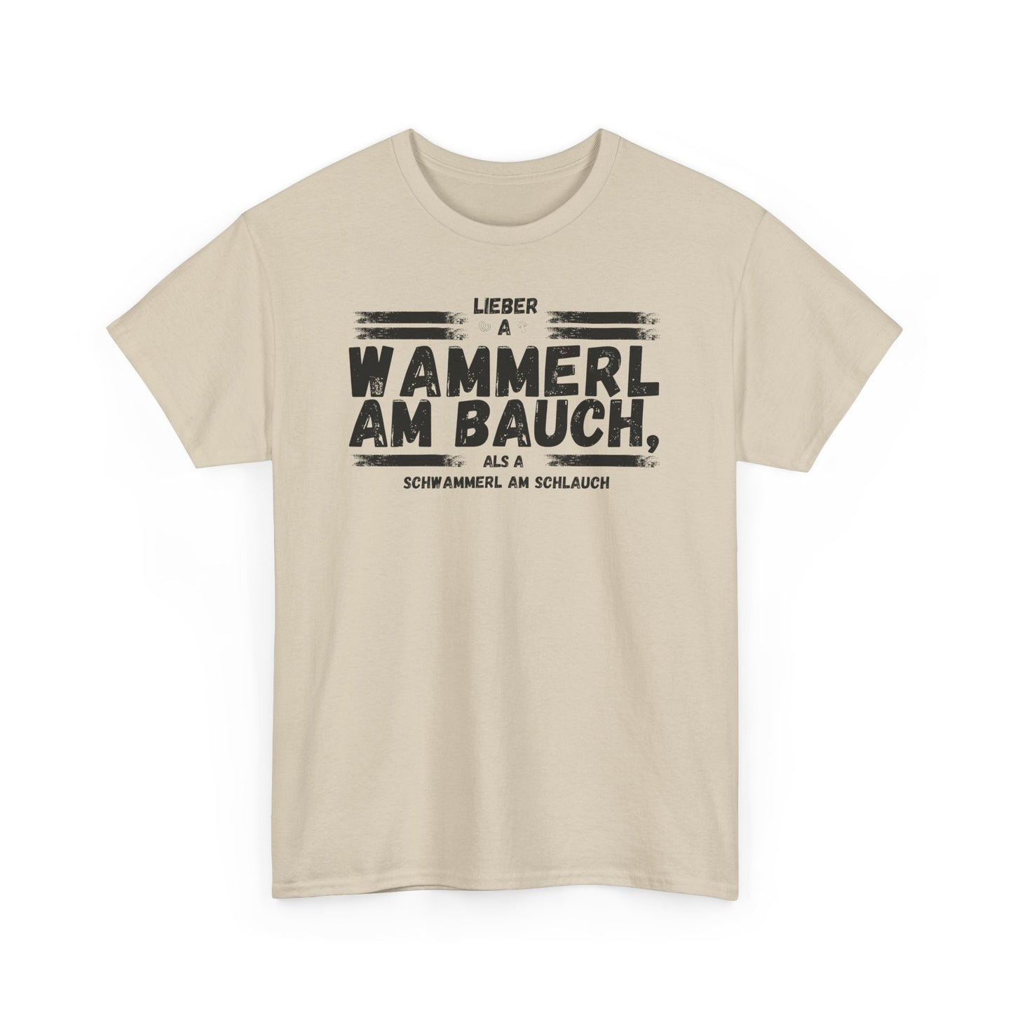 Sandfarbenes Herren T-Shirt mit lustigem bayerischen Wammerl Schwammerl Spruch im Vintage Lexikon Design