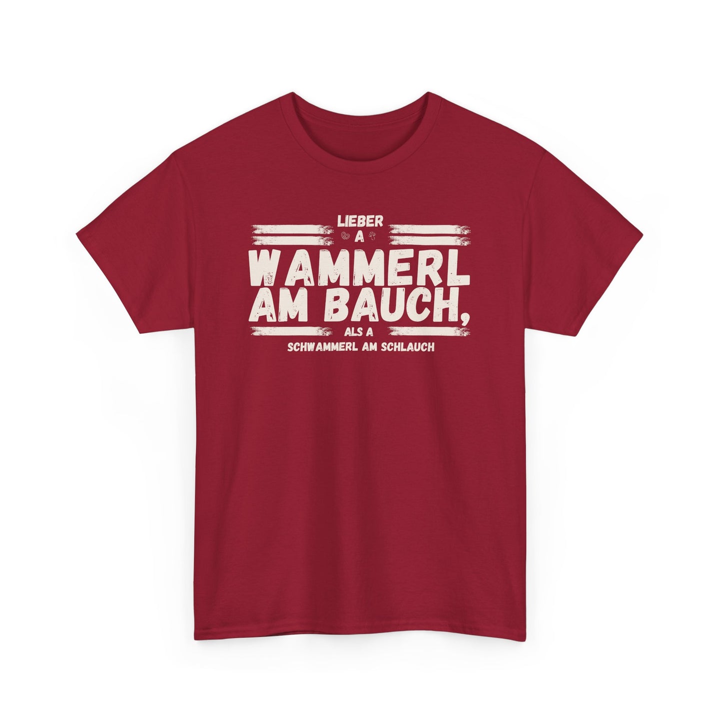 Rotes Herren T-Shirt mit lustigem bayerischen Wammerl Schwammerl Spruch im Vintage Lexikon Design