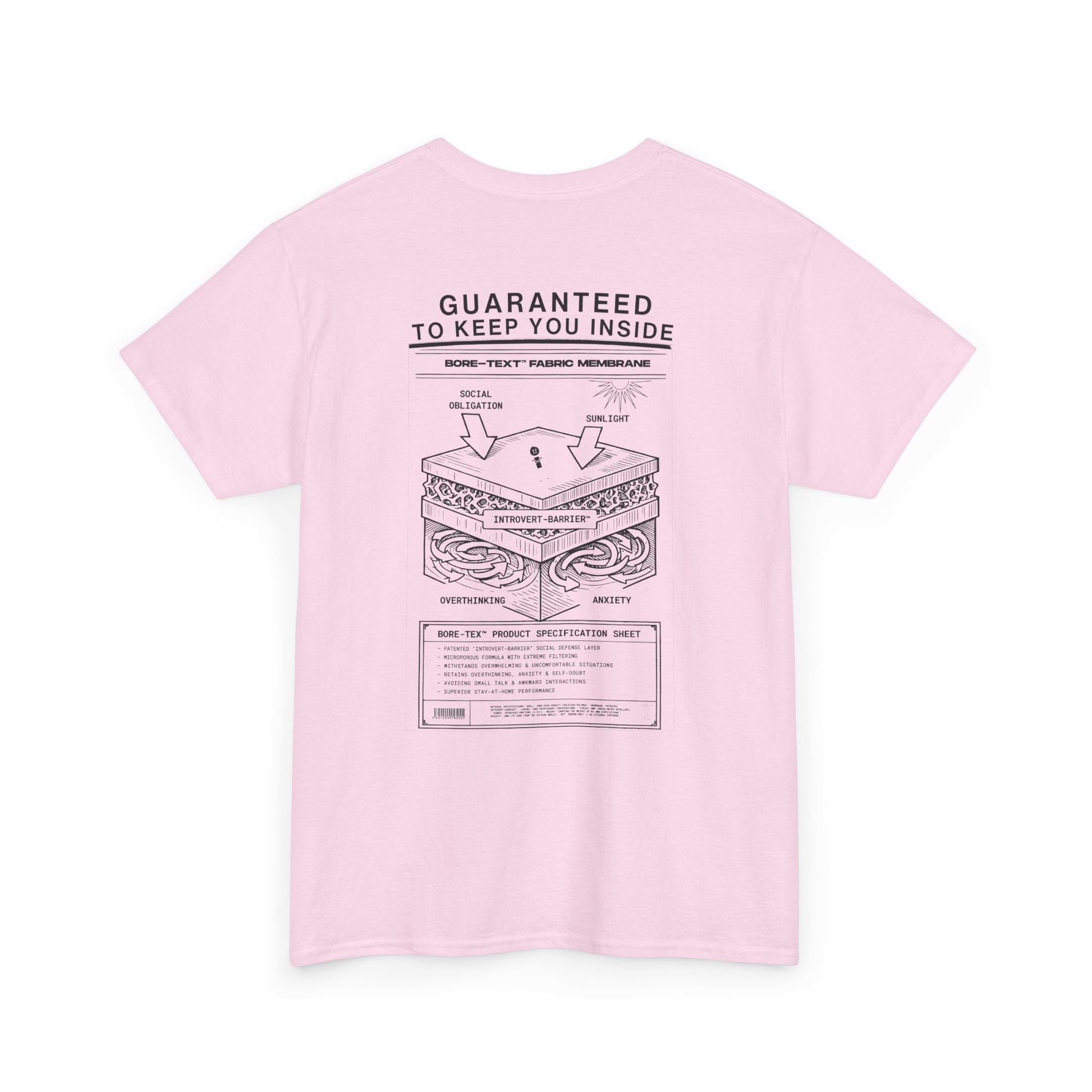 BORE-TEX Anti-Gorpcore T-Shirt mit technischem Diagramm für Introvertierte in light pink
