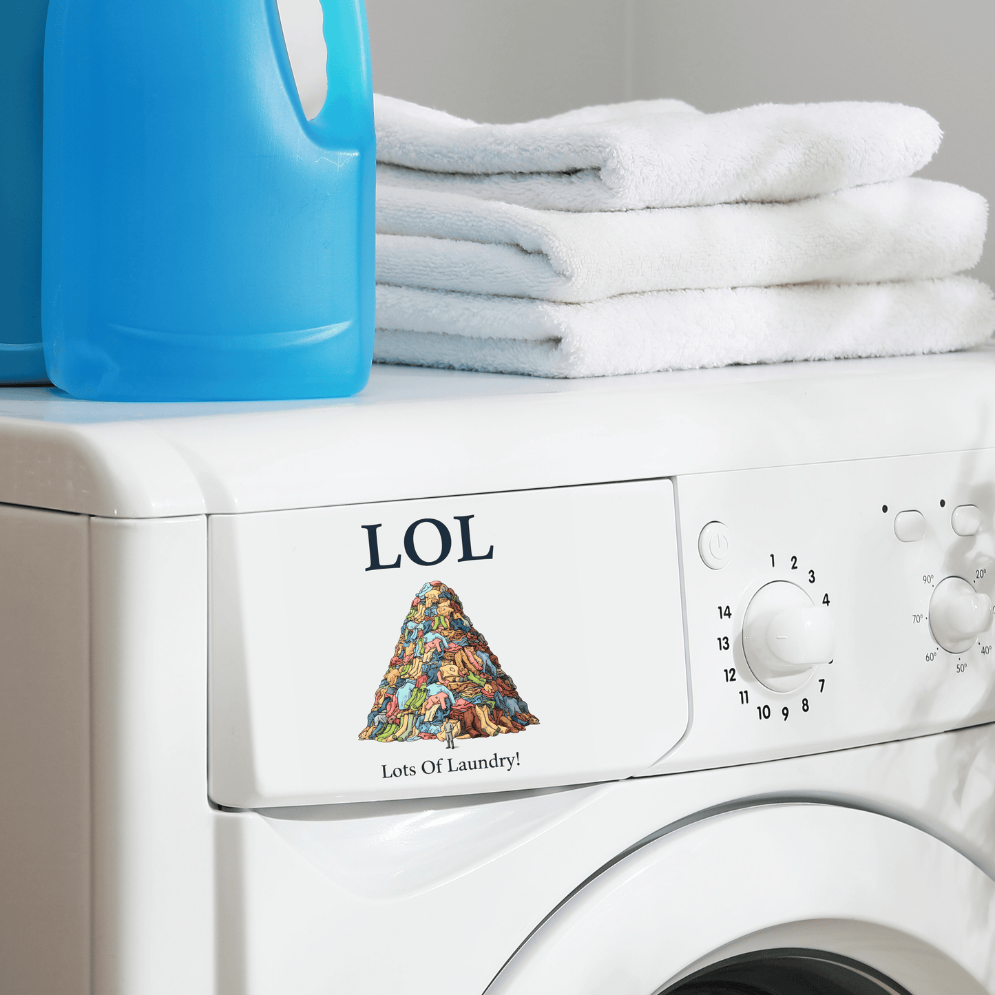 LOL Lots of Laundry Sticker – Lustiger Wäscheberg Aufkleber – Deko für Haushalt & Planer