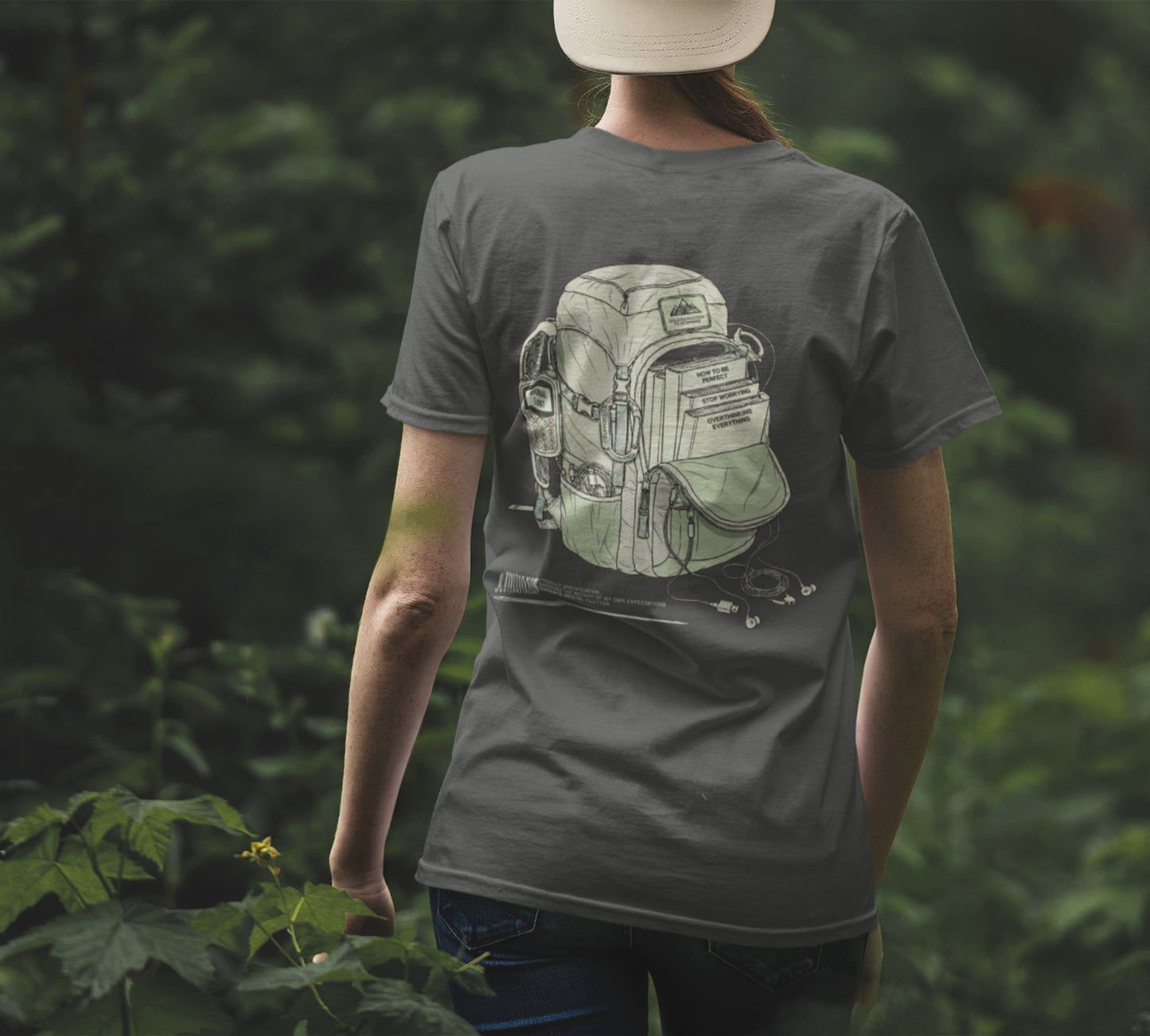 Vintage Rucksack T-Shirt | Sarkastisches Wander Motiv | Schwarzer Humor