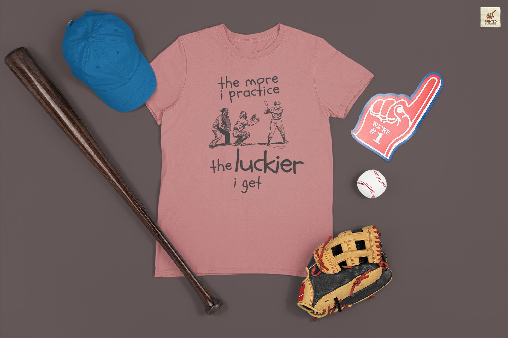 Funny baseball quote mauve shirt with vintage batter catcher umpire illustration on Bella + Canvas 3001 unisex tee