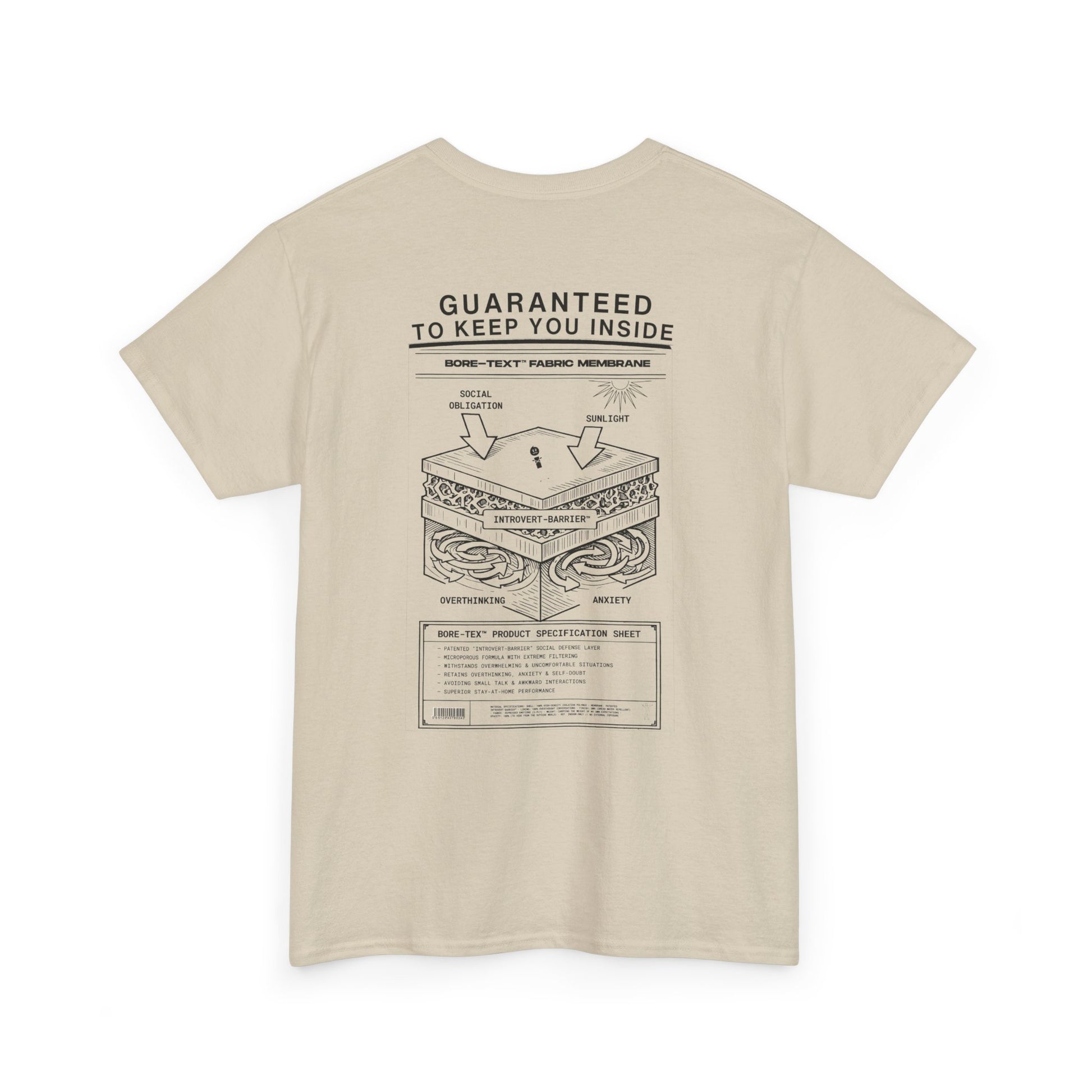 BORE-TEX Anti-Gorpcore T-Shirt mit technischem Diagramm für Introvertierte in sand farben