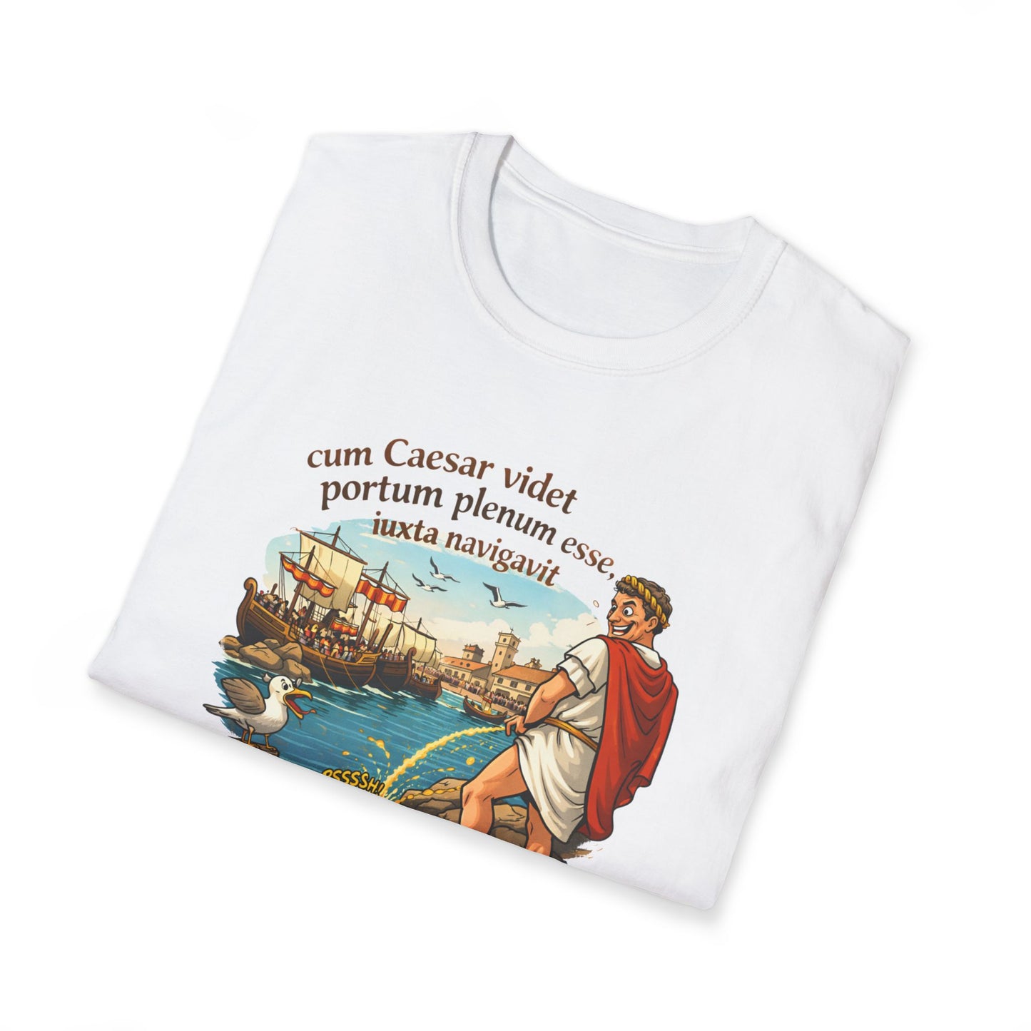 Caesar schiffte daneben T-Shirt – Lustiger Latein Spruch – Softstyle Shirt für Lehrer & Studenten