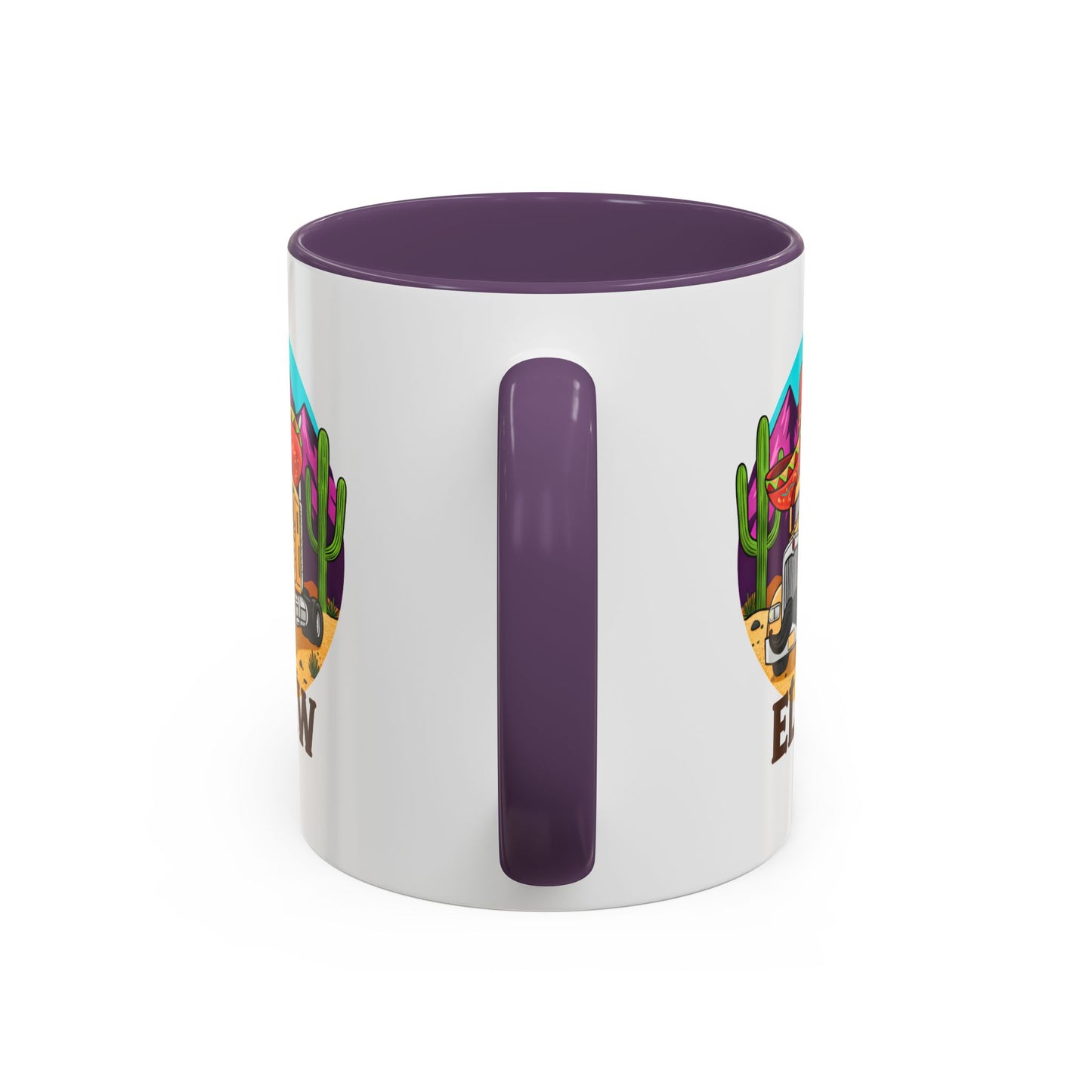 Alt-Text: El KW Tasse in purple – Wortwitz „El KW“, Keramik 11oz, rückansicht